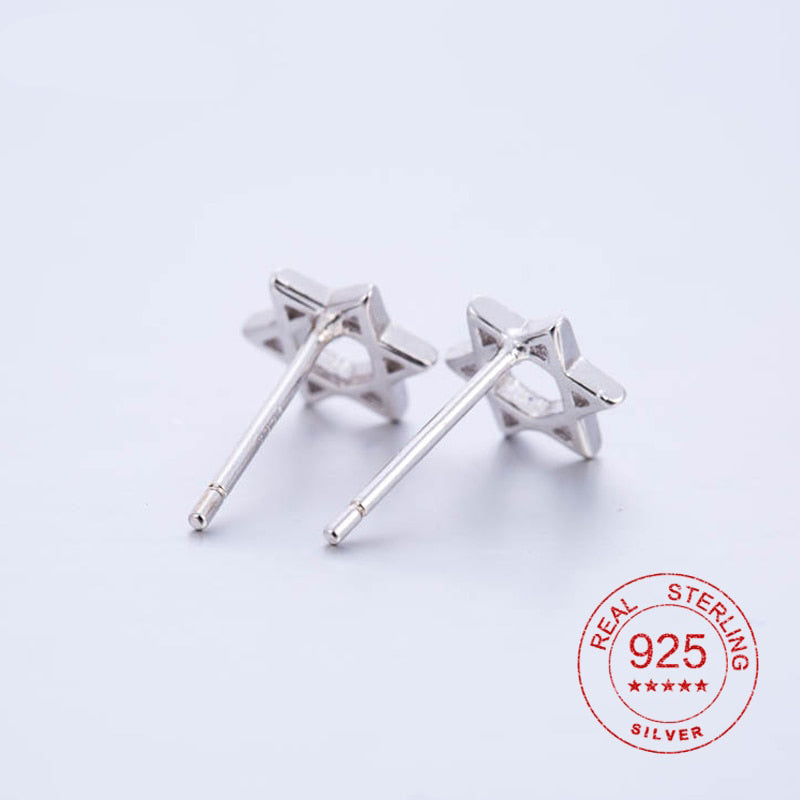 Tiny Sterling Silver Star of David Earrings