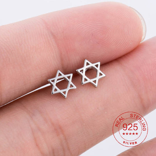 Tiny Sterling Silver Star of David Earrings