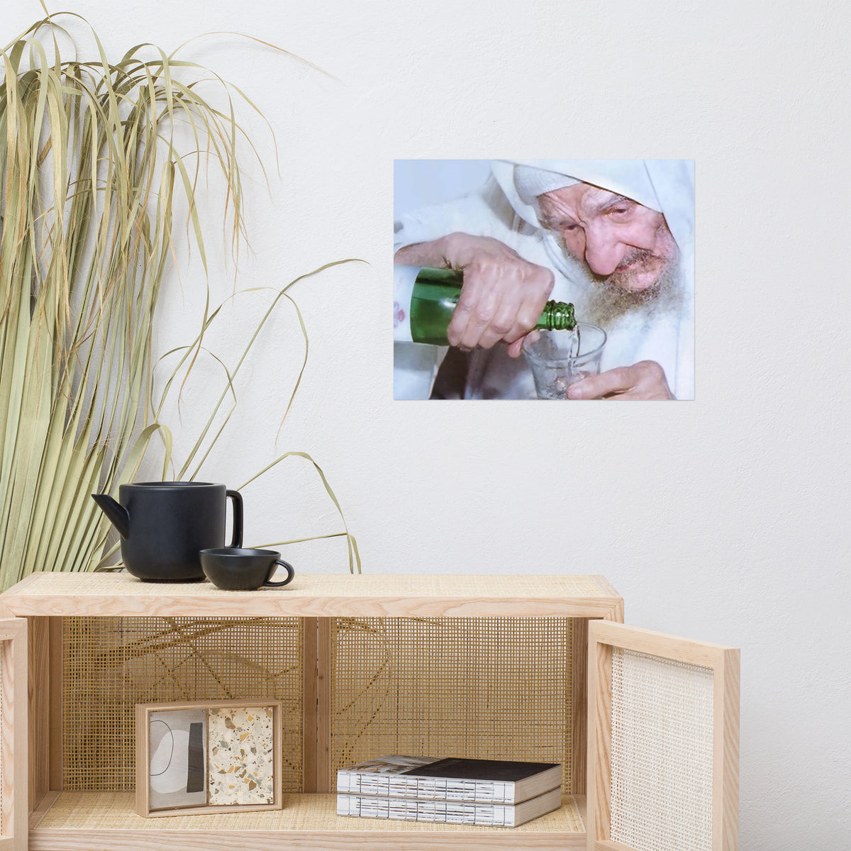 Baba Sali - Famous Kabbalist &amp; Miracle Worker, Rabbi Yisrael Abuchatzera Pouring Arak - Poster