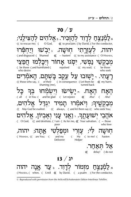 Tehillim /Psalms Full Size - Interlinear - The Schottenstein Edition